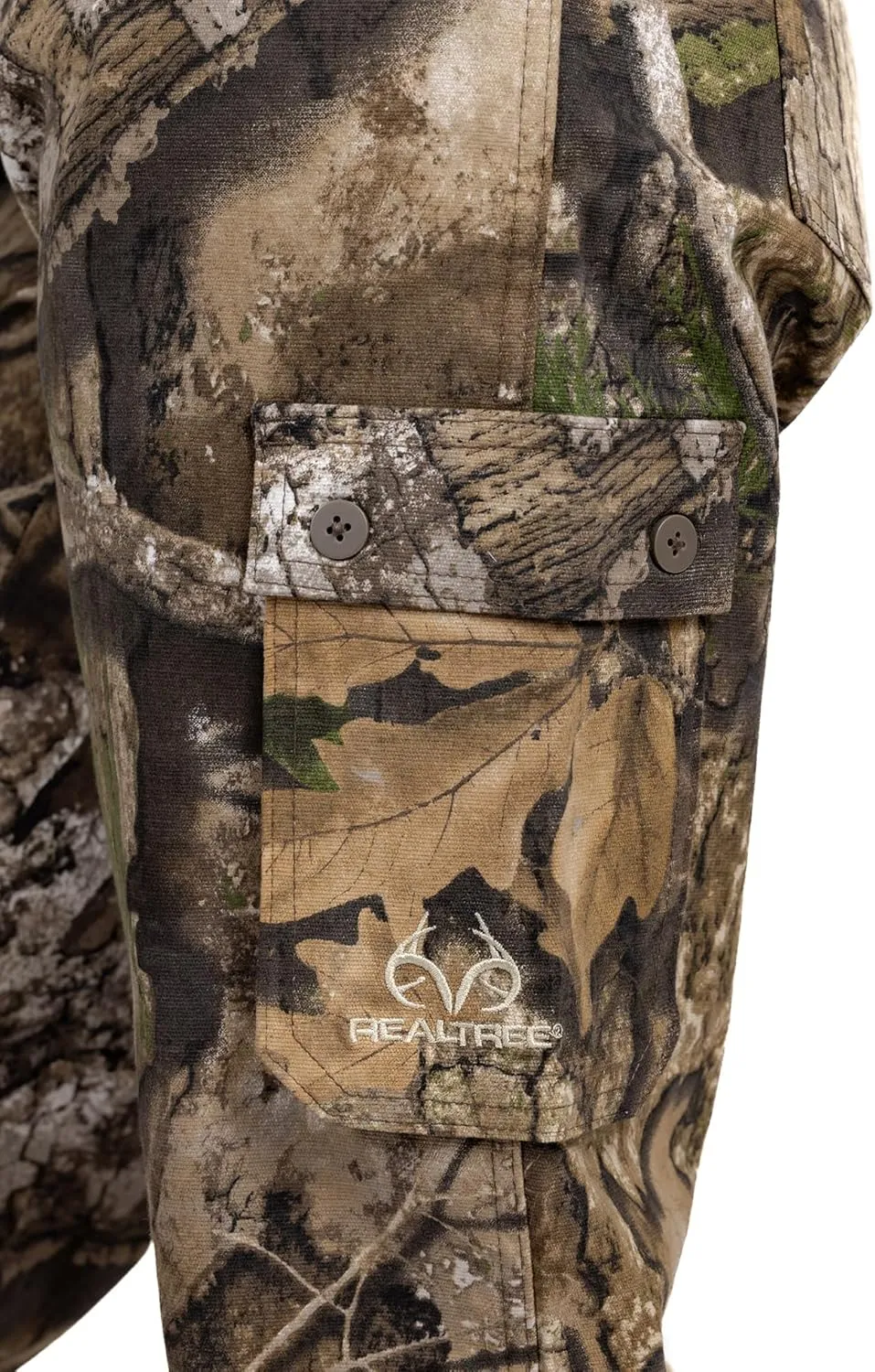 Realtree Camo Cargo Women's Pants- Pockets Lightweight Cotton Ripstop Zip-Off Pants for Hunting Hiking Camping Casual Wear
