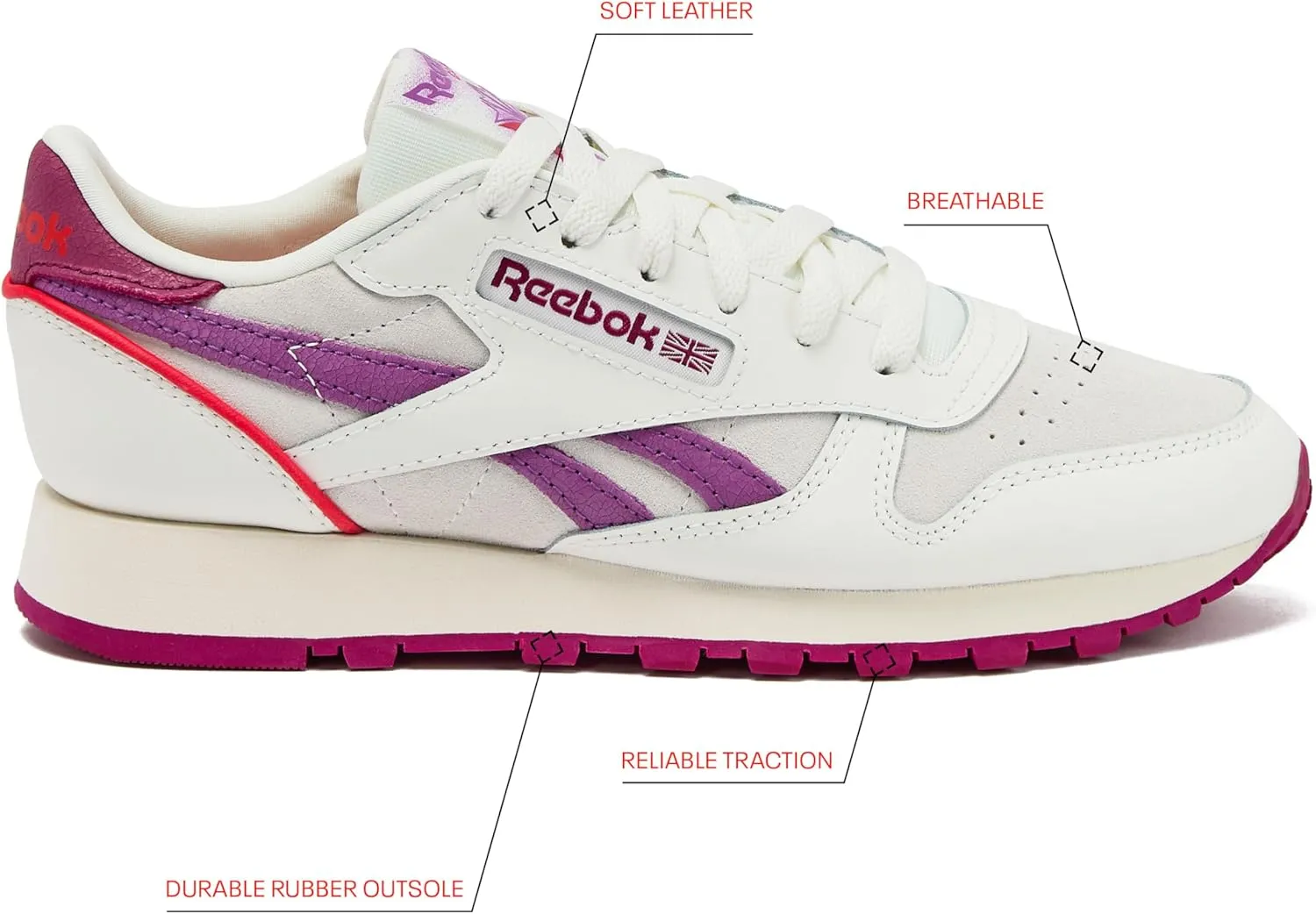 Reebok Women's Classic Leather Sneakers Black Or White Tennis Shoes Size 5 to 11