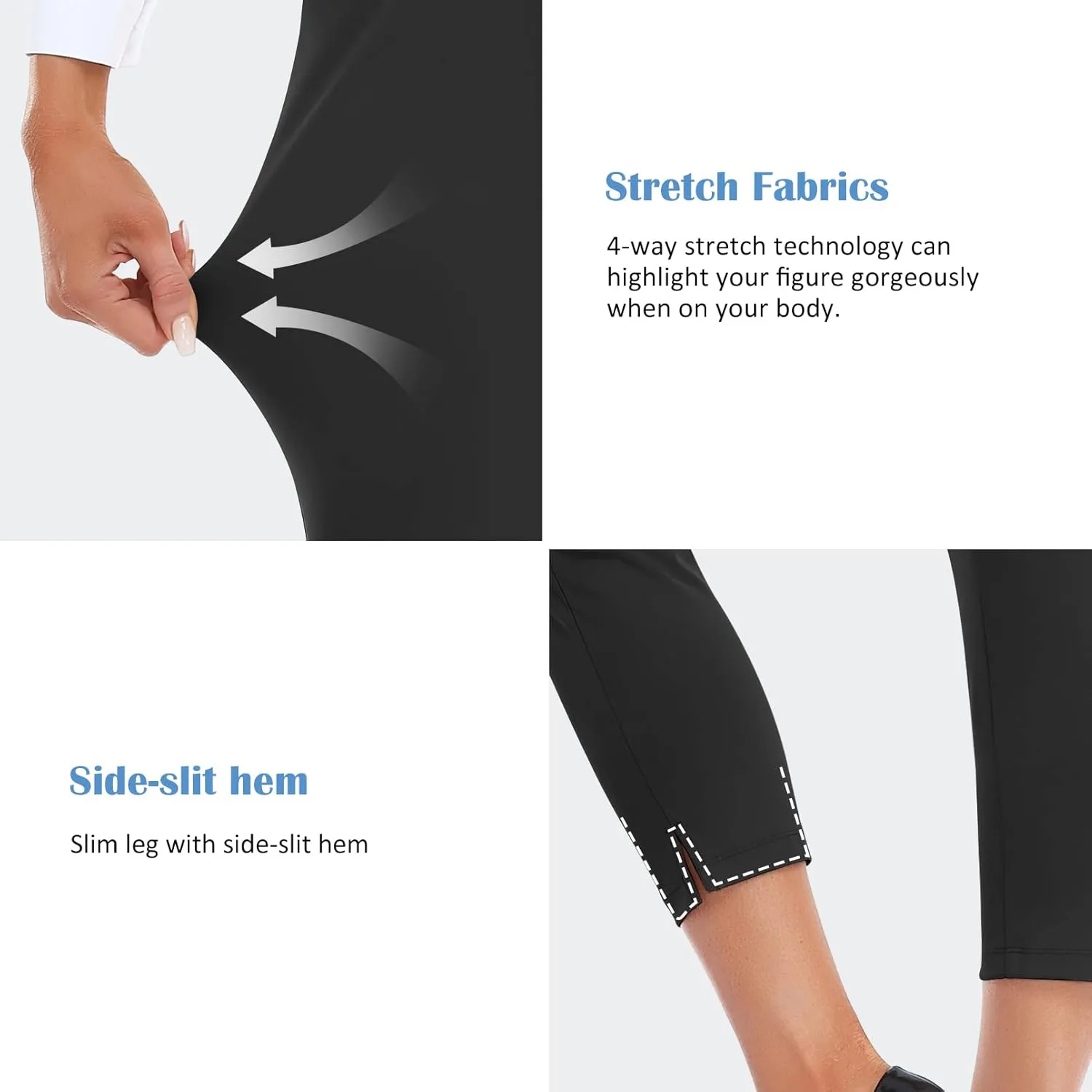 RIMLESS 7 Women's Capri Pants Wrinkle Free Dressy Crop Pants Stretch Thin Golf Slacks Yoga Dress Pants