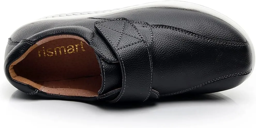 rismart Women's Wedge Rocker Fitness Comfortable Smooth Leather Fashion Sneakers