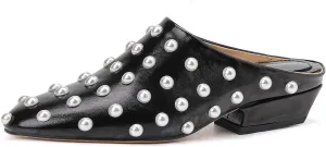 Roimaash Lovely Slide Sandals Backless Low Heels for Women Closed Toe Clog Mules