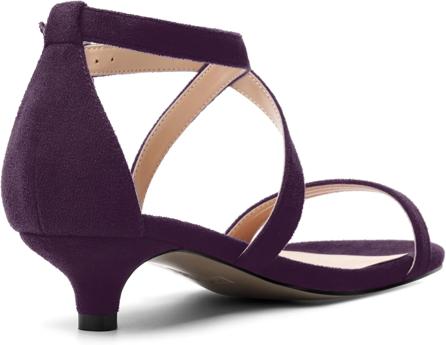 ROSERWISH Womens Round Toe Wedding Suede Dress Ankle Strap Fashion Buckle Kitten Low Heel Heeled Sandals 1.5 Inch