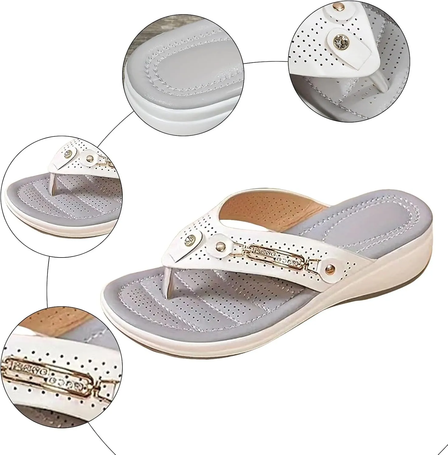 Sandals for Women 2025 Summer Shoes Comfortable Flip Flops Cushion Arch Support Beach Dressy Summer Casual Sandal Low Wedge Walking Lightweight Non-Slip Slippers