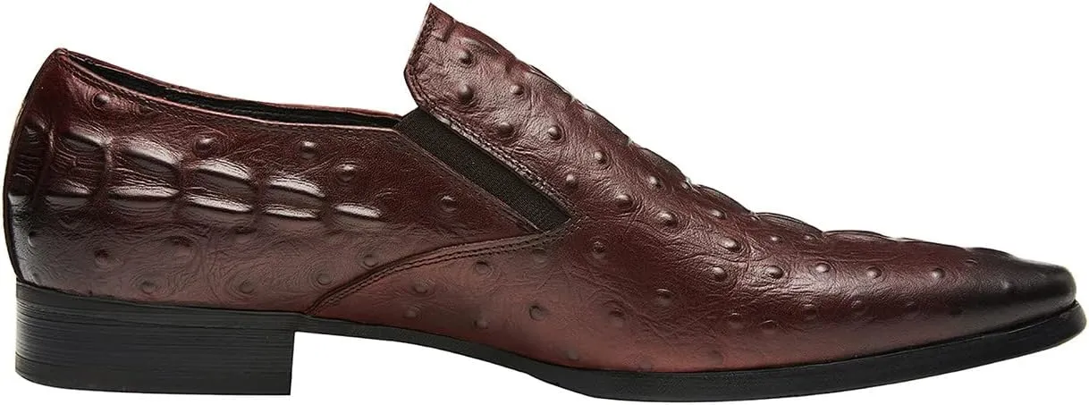 Santimon Casual Slip On Pointed-Toe Genuine Leather Alligator Patent Buttons Dress Loafers for Men Fashion Shoes Business Wedding Party Formal