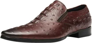 Santimon Casual Slip On Pointed-Toe Genuine Leather Alligator Patent Buttons Dress Loafers for Men Fashion Shoes Business Wedding Party Formal