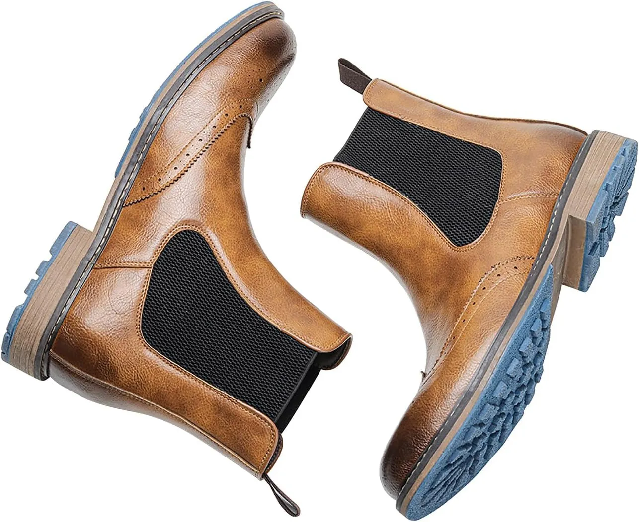 Santimon Chelsea Boots Men Casual Dress Leather Wingtips Slip On Boots Wedding Fashion Tuxedo Formal Ankle Boots for Men