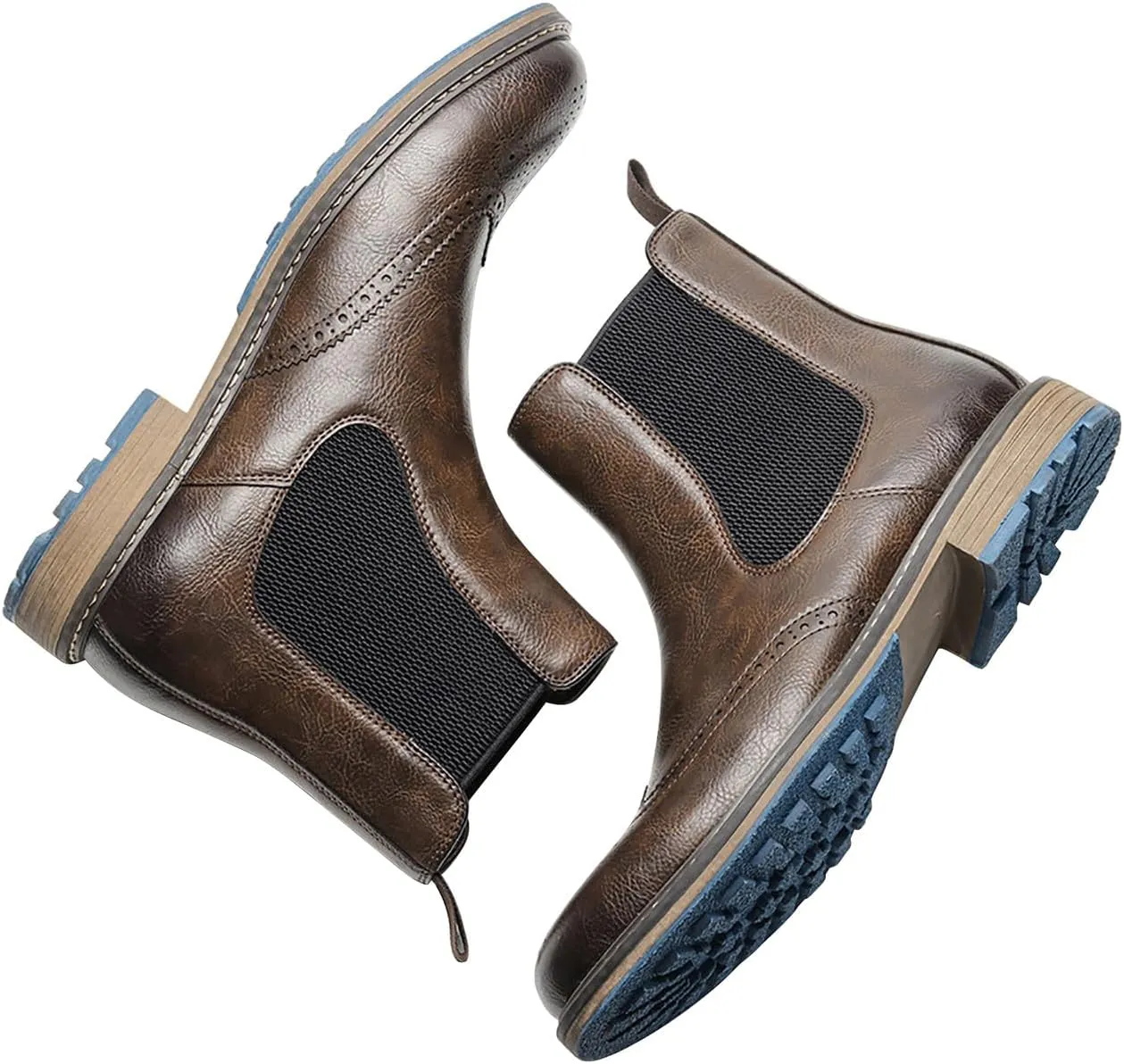 Santimon Chelsea Boots Men Casual Dress Leather Wingtips Slip On Boots Wedding Fashion Tuxedo Formal Ankle Boots for Men
