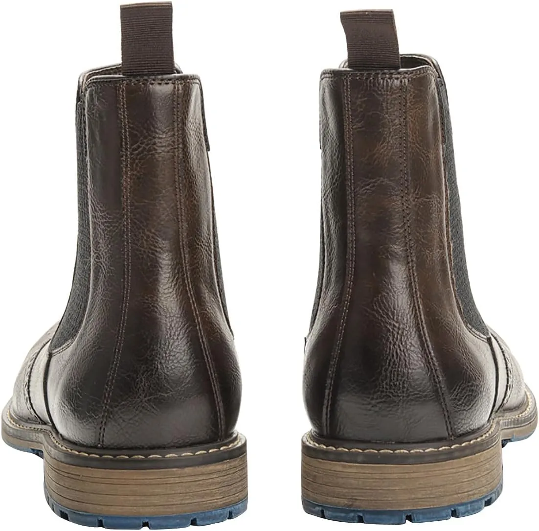 Santimon Chelsea Boots Men Casual Dress Leather Wingtips Slip On Boots Wedding Fashion Tuxedo Formal Ankle Boots for Men