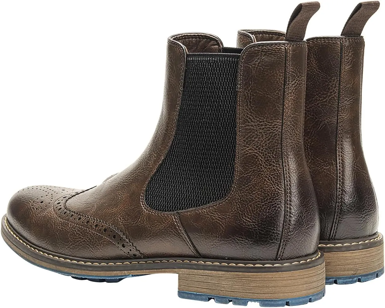 Santimon Chelsea Boots Men Casual Dress Leather Wingtips Slip On Boots Wedding Fashion Tuxedo Formal Ankle Boots for Men