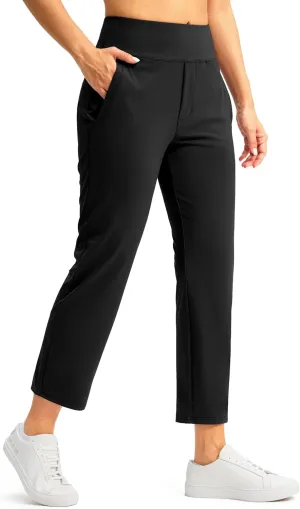 SANTINY Women's Pants with 3 Pockets 7/8 High Waisted Stretch Ankle Pants for Women Golf Casual Travel Athletic Work