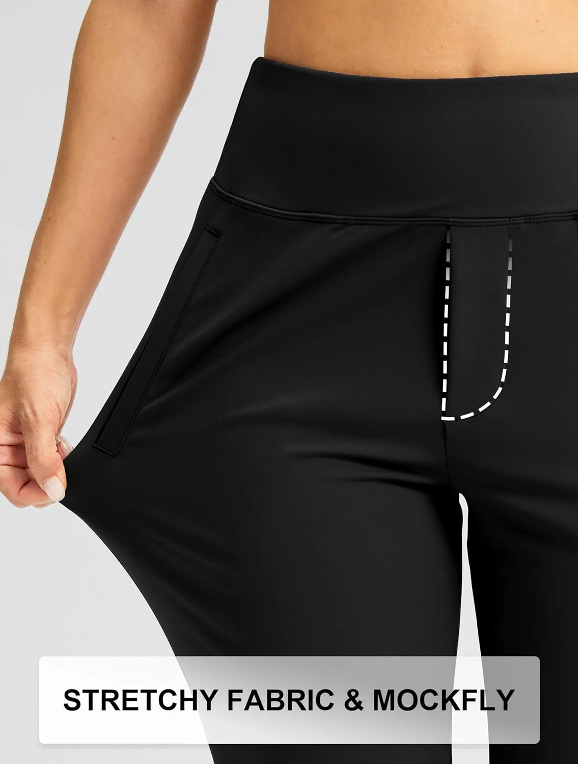 SANTINY Women's Pants with 3 Pockets 7/8 High Waisted Stretch Ankle Pants for Women Golf Casual Travel Athletic Work