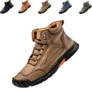 Sawbehind Men's Leather Boots,Comfortable Handmade Design, Arch Support, Spacious Toe Box, Non-Slip