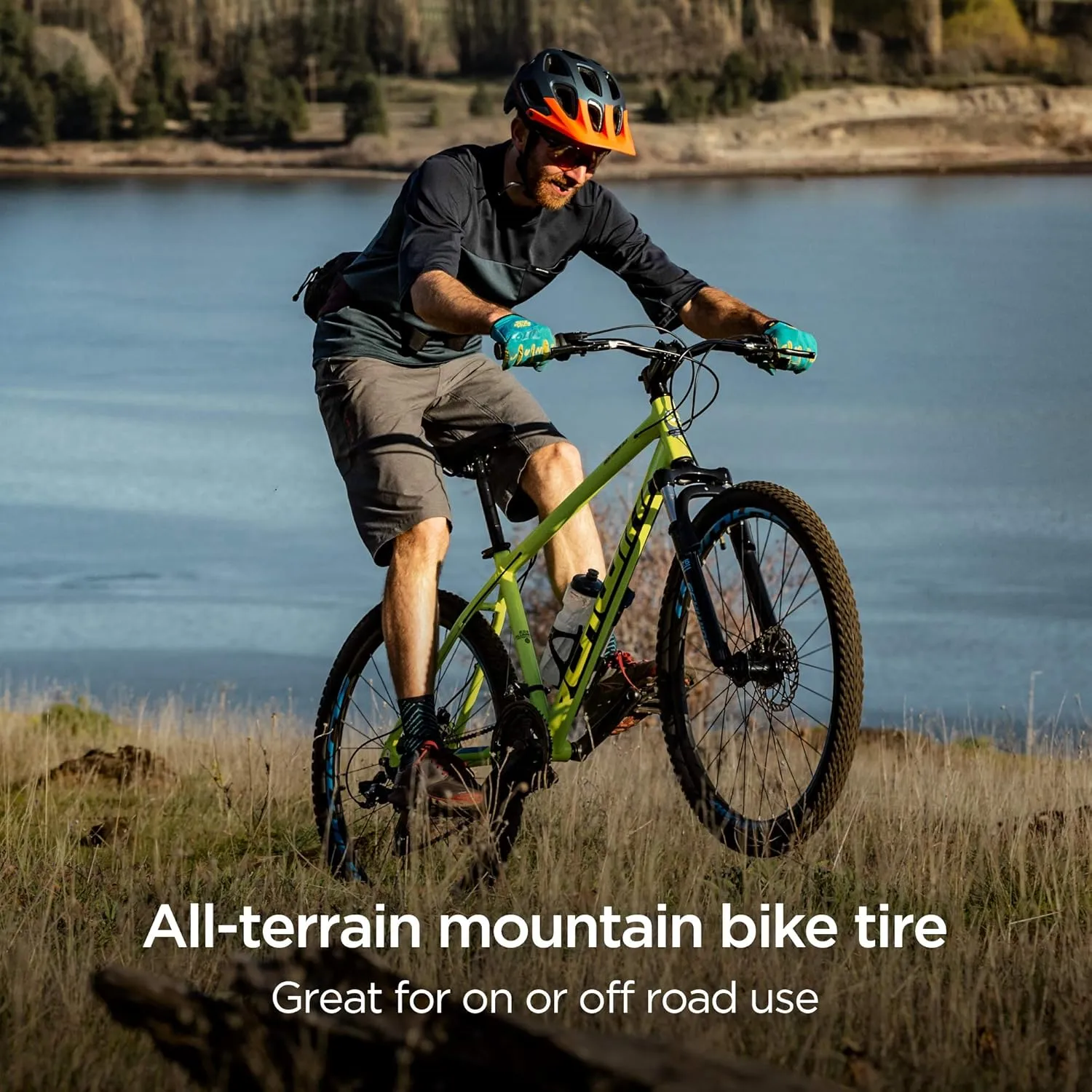 Schwinn Replacement Bike Tire, 26" x 1.95" All-Terrain Mountain Bike Tire, Wide & Blocky Knobs, Puncture Guard, Fits Internal Rim Widths 19mm-29mm, PSI Range 40 to 65