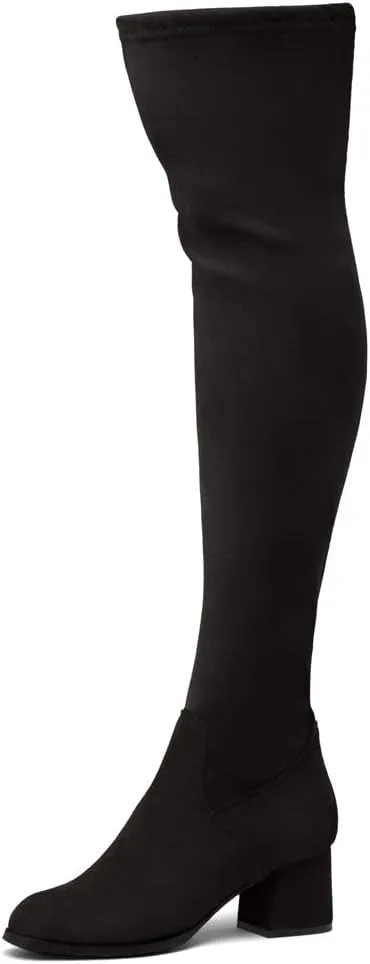 Shoe Land CARAA Womens Over the Knee Thigh High Boots Low Block Chunky Heel Long Stretch Fall Dress Boots