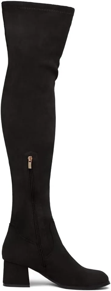 Shoe Land CARAA Womens Over the Knee Thigh High Boots Low Block Chunky Heel Long Stretch Fall Dress Boots