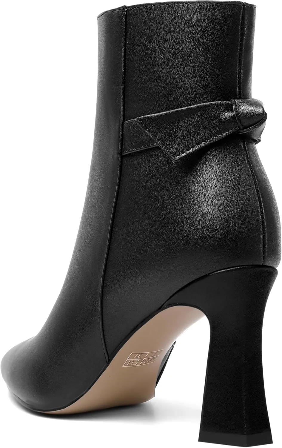 SHOWFOREST Womens Pointed Toe Solid Dating Zip Cold Weather Matte Block High Heel Ankle High Boots 3.3 Inch