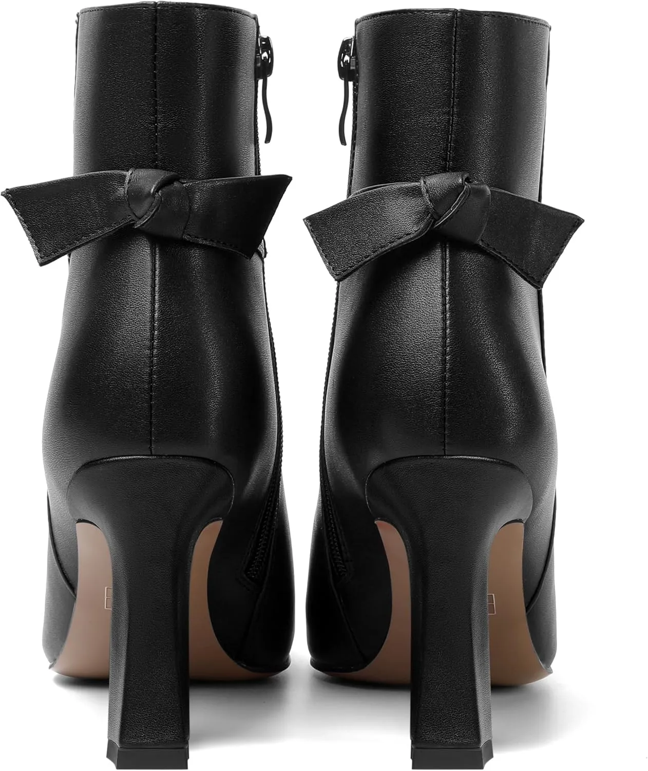 SHOWFOREST Womens Pointed Toe Solid Dating Zip Cold Weather Matte Block High Heel Ankle High Boots 3.3 Inch