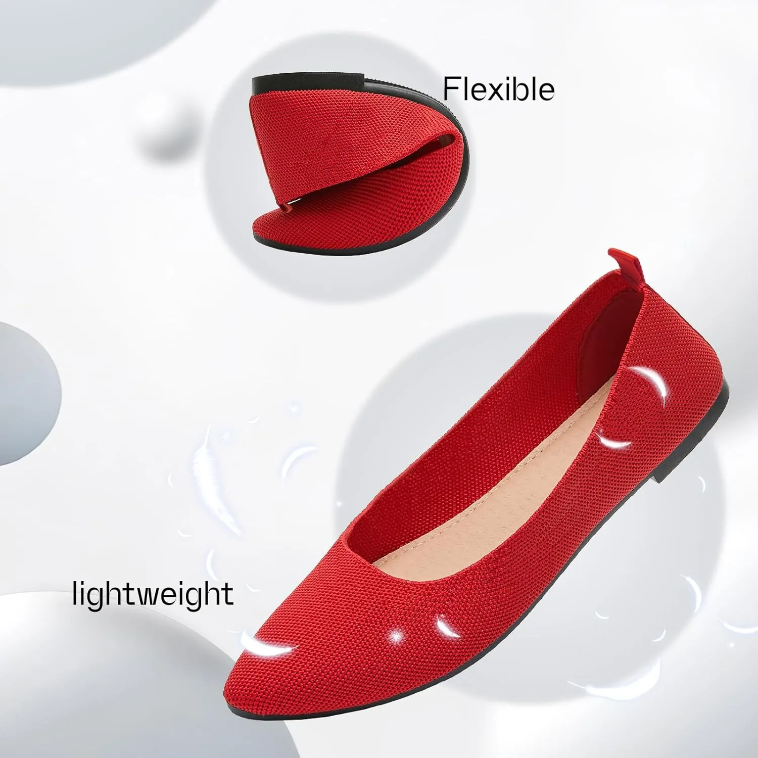 Shupua Women's Flats Shoes Pointed Toe Flats Comfortable Slip on Shoes Flat Dress Shoes Black Ballet Flats for Women