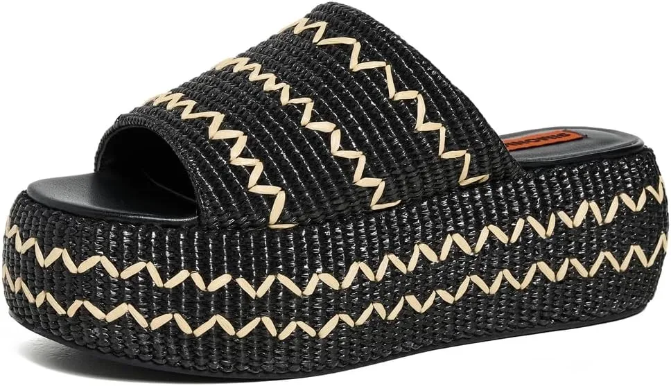 SIMONMILLER Women's Zig Zag Raffia Cloudy Platform Sandals