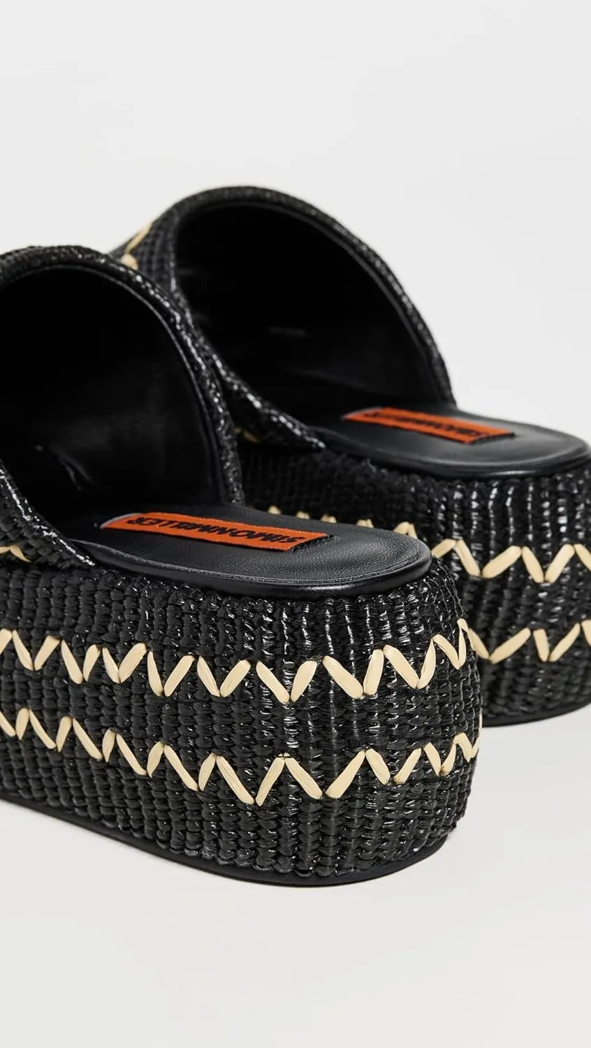 SIMONMILLER Women's Zig Zag Raffia Cloudy Platform Sandals