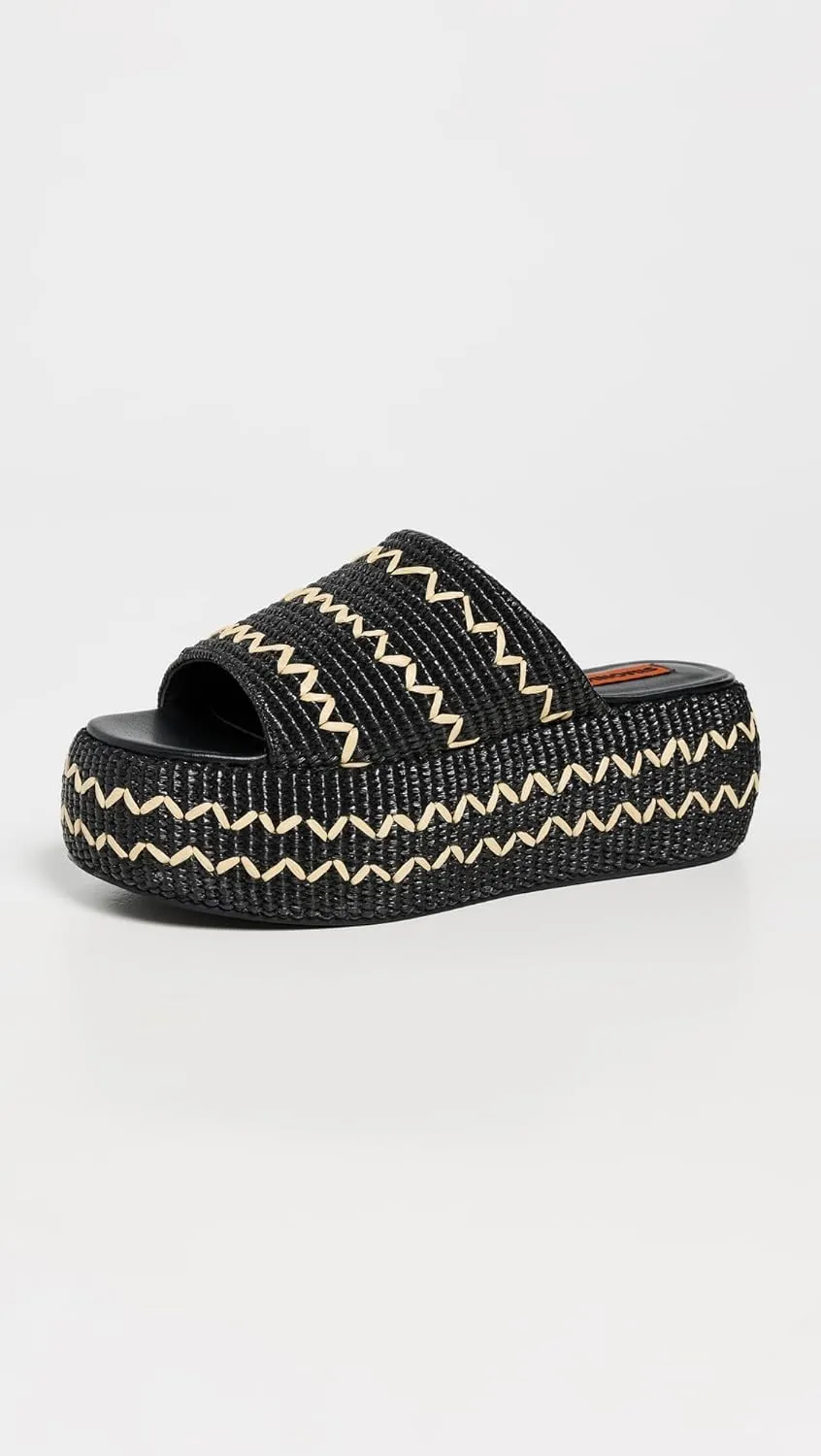 SIMONMILLER Women's Zig Zag Raffia Cloudy Platform Sandals