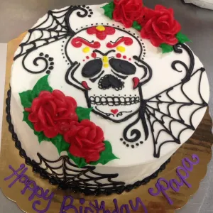 Skull and Webs Halloween 8" Cake
