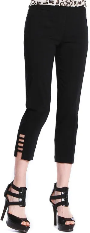 SLIM-SATION Women's Plus Size Pull on Solid Crop with Real Front & Back Pockets & Straps