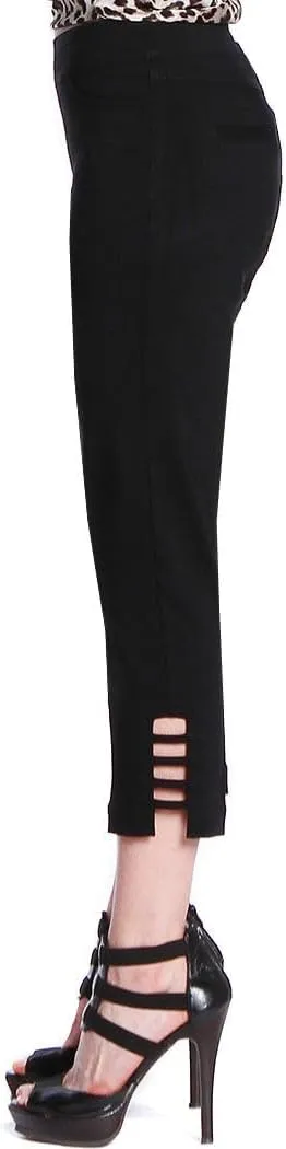 SLIM-SATION Women's Plus Size Pull on Solid Crop with Real Front & Back Pockets & Straps