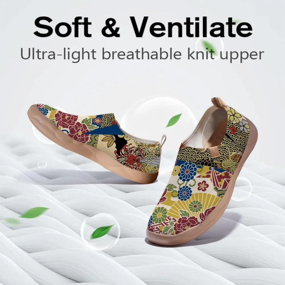 Slip On Loafers for Women Art Painted Knit Casual Shoes Lightweight Comfort Travel Sneaker