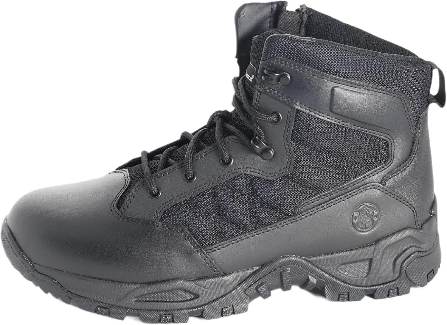 Smith & Wesson Men's Scout Hot Weather Polishable Toe Military Tactical Boots Side Ziper Work Combat Trooper Leather Boots (6-8 Inches)