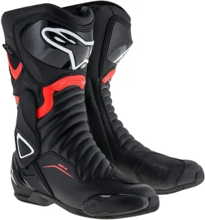 SMX-6 v2 Drystar Motorcycle Boots, All-Weather Waterproof Touring Gear, Advanced Ventilation & CE Certified Protection, Durable Design for Touring & Sport Riding, 48, Black/Red Fluorescent