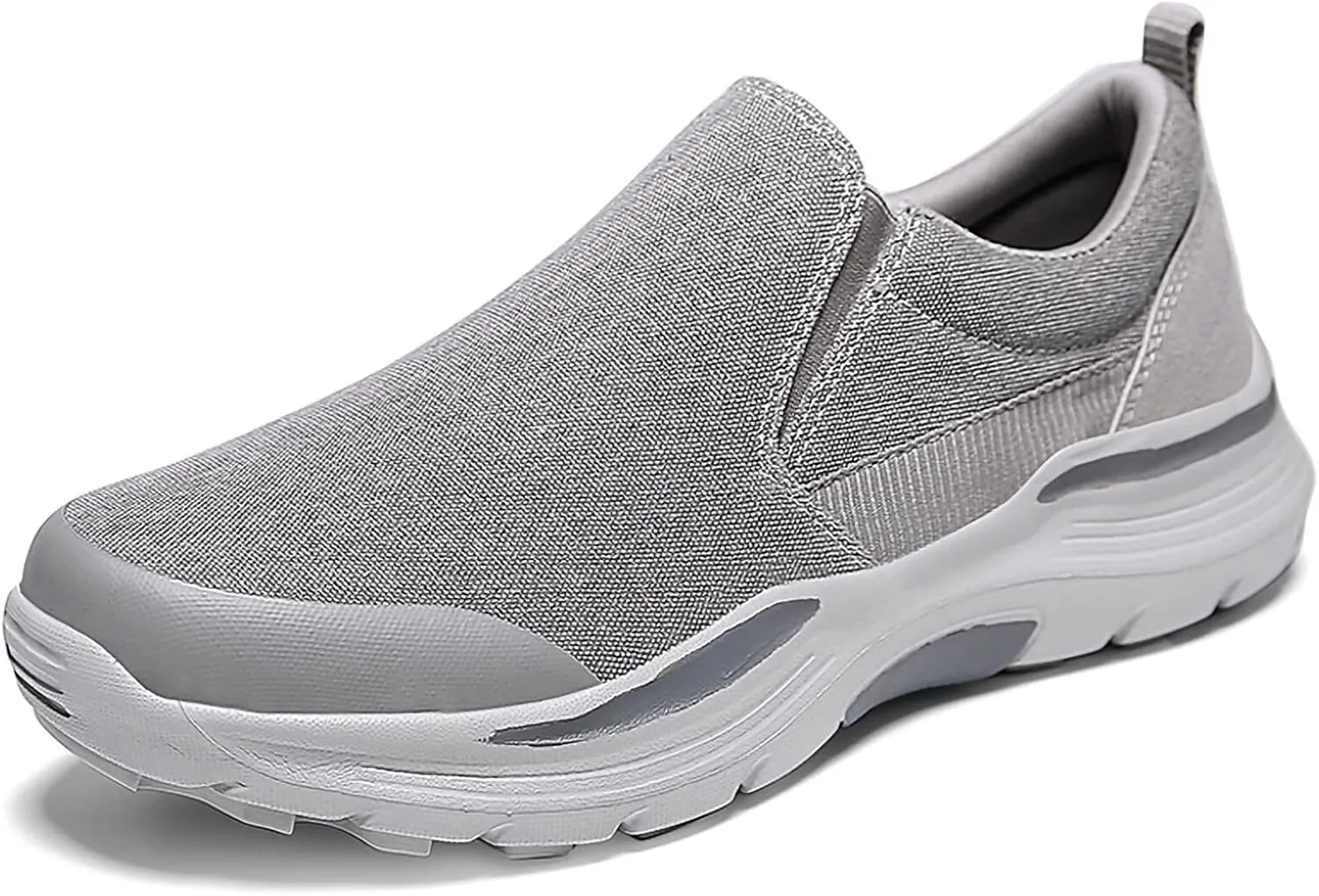 SNEKARMIN Men's Spring/Autumn Canvas Loafers - Comfortable Breathable Driving Shoes, Grey
