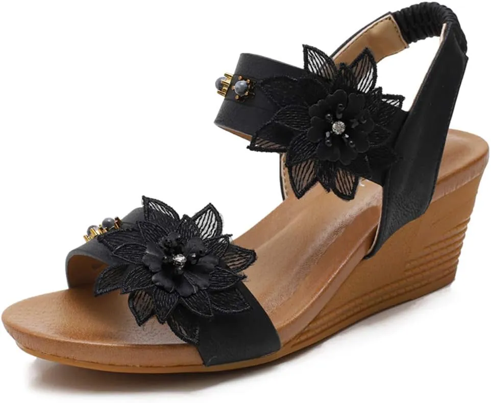 SO SIMPOK Women Casual Roman Wedge Sandals Comfort Summer Walking Slingback Shoes