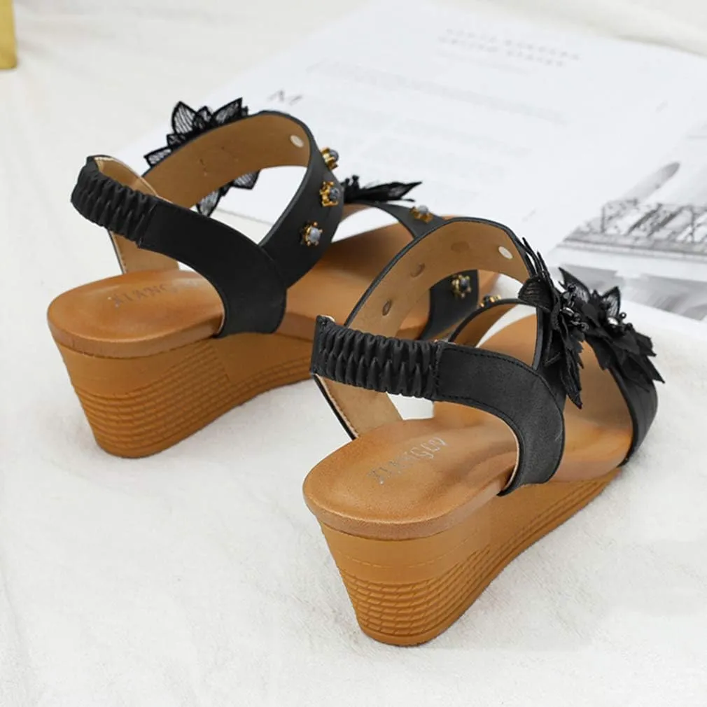 SO SIMPOK Women Casual Roman Wedge Sandals Comfort Summer Walking Slingback Shoes