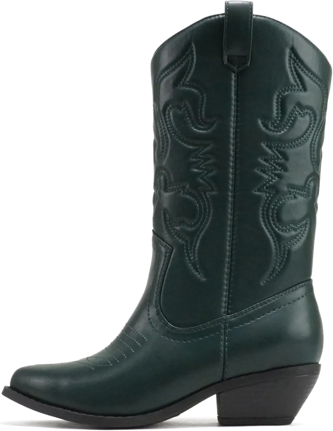 Soda Red Reno Western Cowboy Pointed Toe Knee High Pull On Tabs Boots All-White