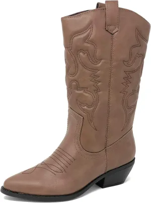 Soda Red Reno Western Cowboy Pointed Toe Knee High Pull On Tabs Boots All-White