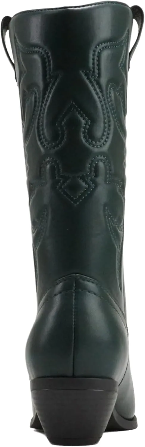 Soda Red Reno Western Cowboy Pointed Toe Knee High Pull On Tabs Boots All-White
