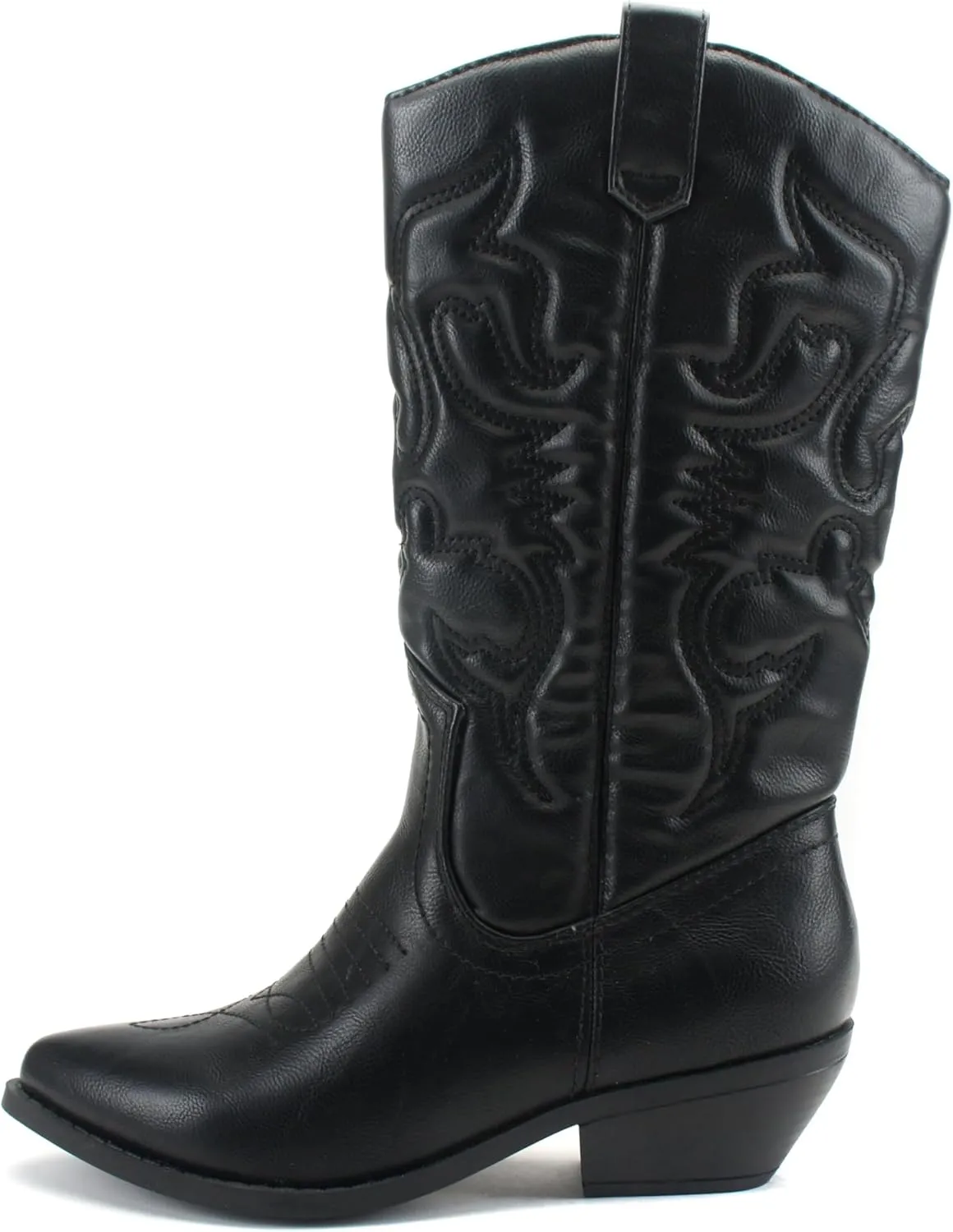 Soda Red Reno Western Cowboy Pointed Toe Knee High Pull On Tabs Boots All-White