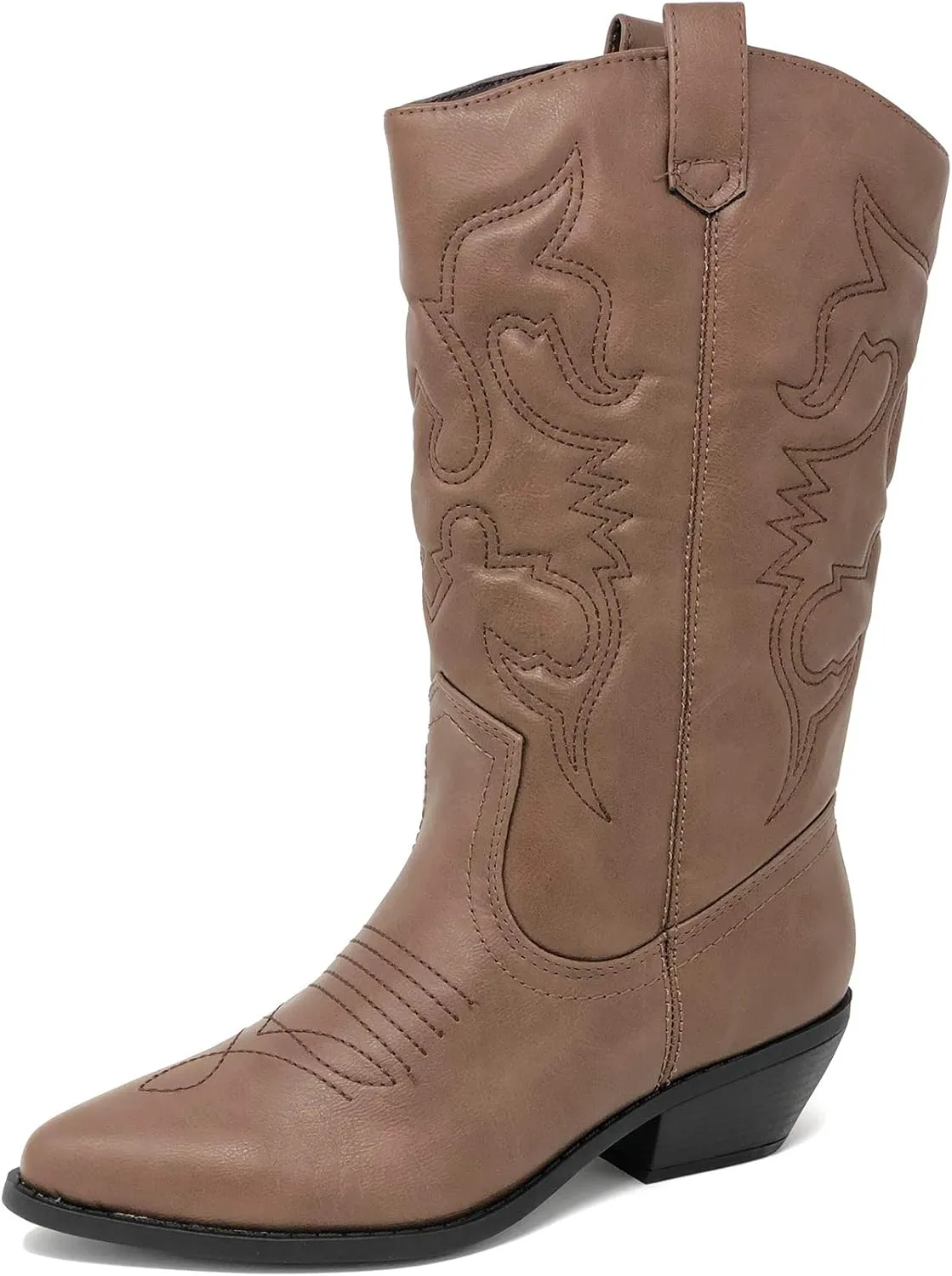 Soda Red Reno Western Cowboy Pointed Toe Knee High Pull On Tabs Boots All-White