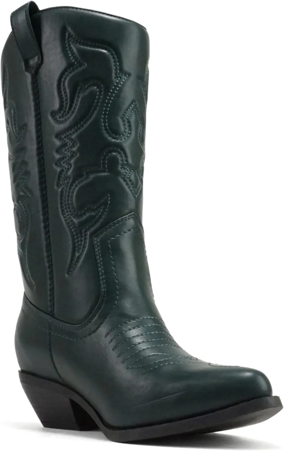 Soda Red Reno Western Cowboy Pointed Toe Knee High Pull On Tabs Boots All-White