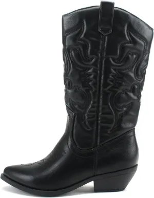 Soda Red Reno Western Cowboy Pointed Toe Knee High Pull On Tabs Boots All-White