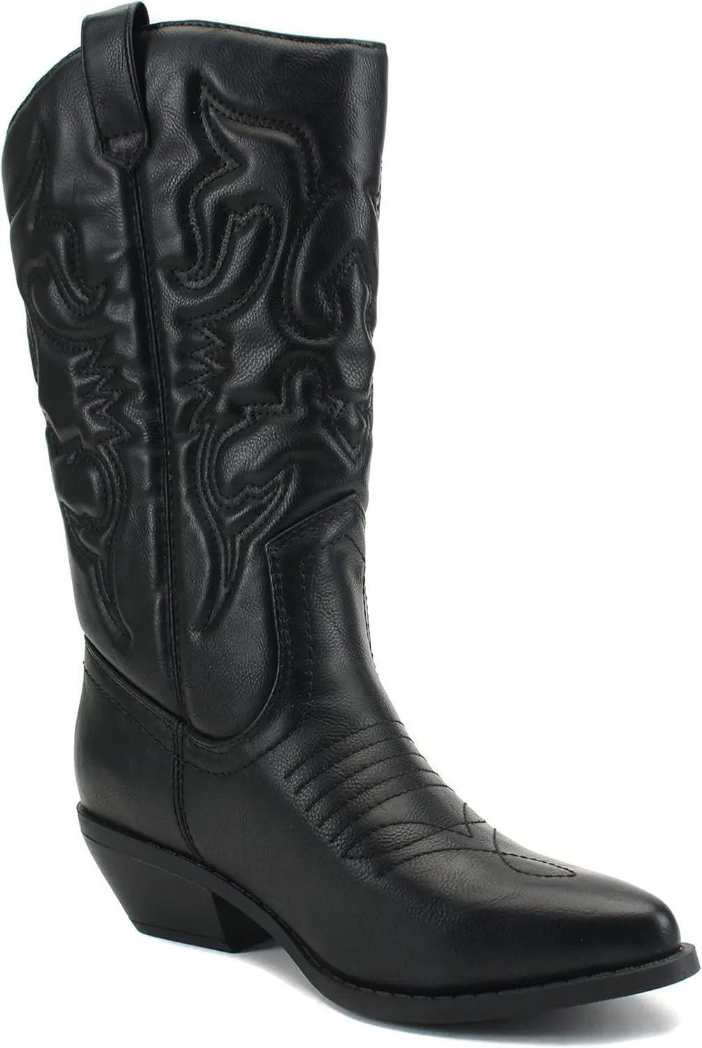 Soda Red Reno Western Cowboy Pointed Toe Knee High Pull On Tabs Boots All-White