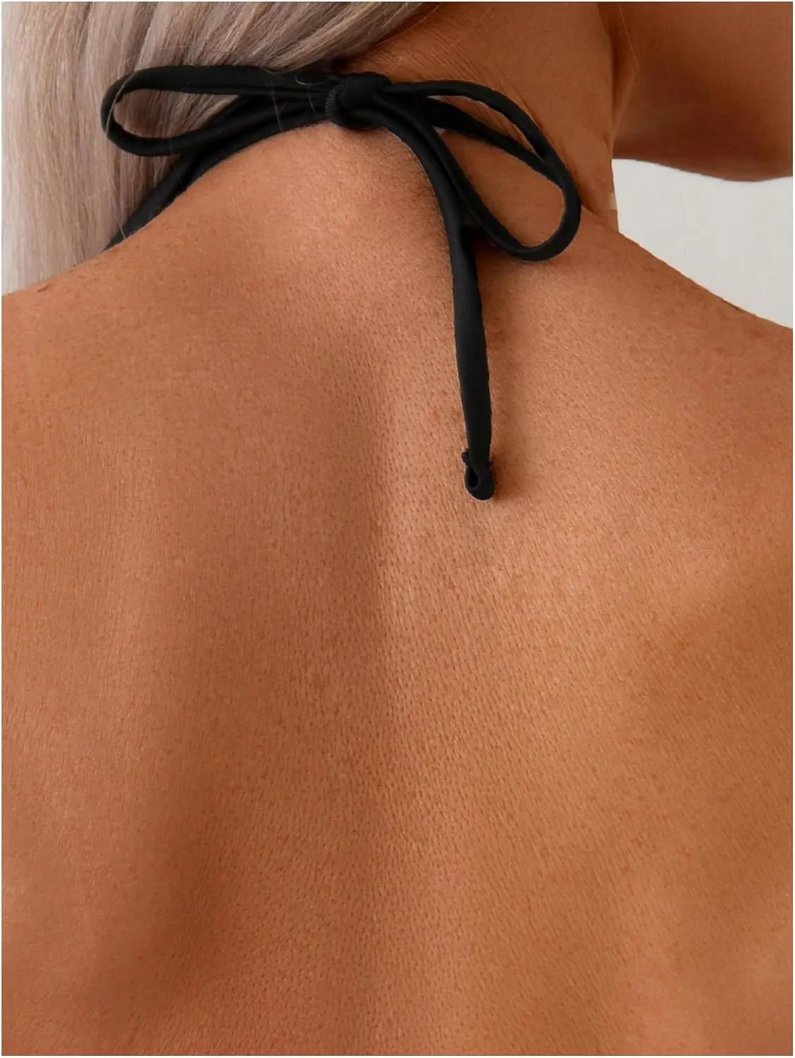 SOLY HUX Women's Grommet Eyelet Halter Bikini Top Tie Backless Swim Tops Beach Wear
