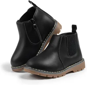 Sonsage Boy Girl Ankle Boots Waterproof Non-Slip Leather Chelsea Boots Little Kids Toddler Snow Winter Combat Ankle Work Booties Size US 5.5-9.5