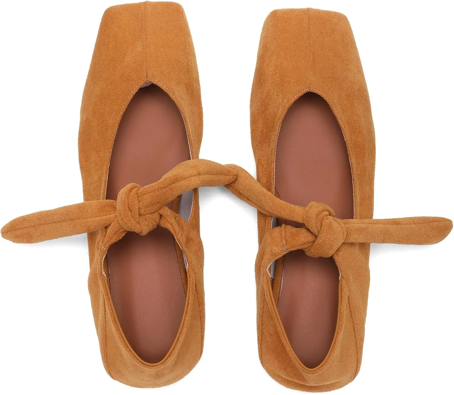 Square Toe Ballet Flats for Women Bow Mary Jane Flats Slip On Dress Ballerina Shoes