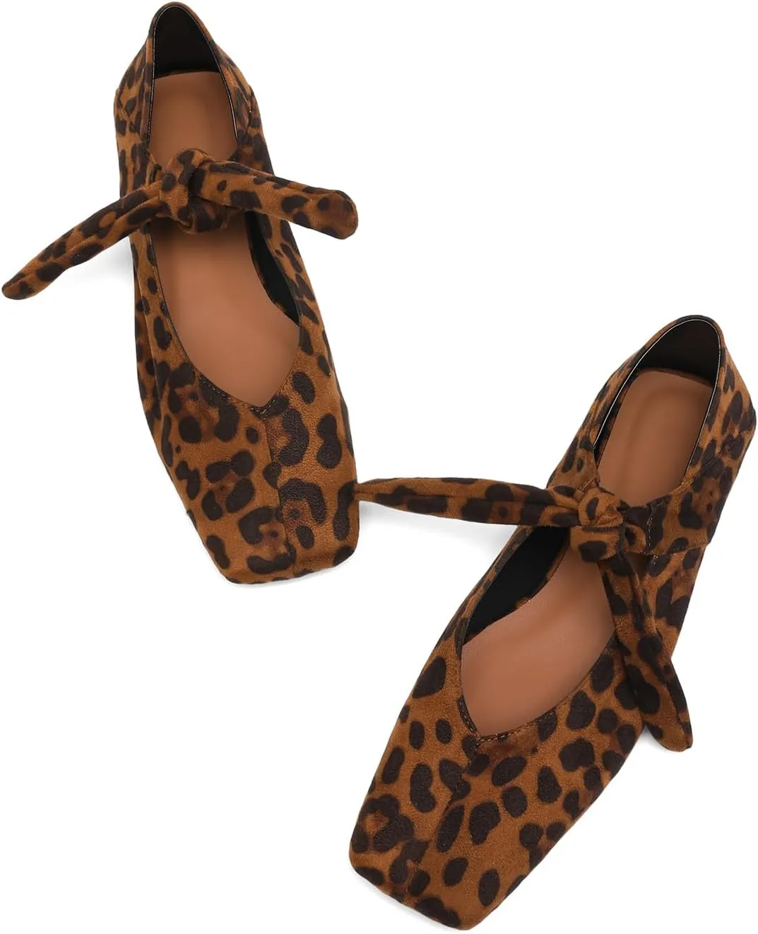 Square Toe Ballet Flats for Women Bow Mary Jane Flats Slip On Dress Ballerina Shoes