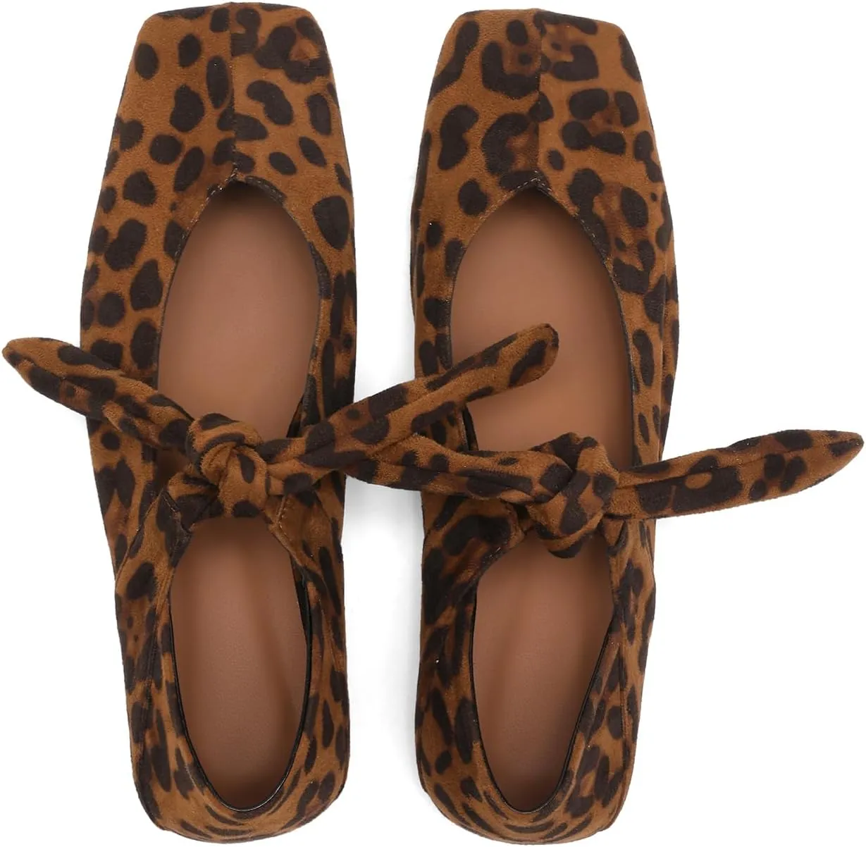 Square Toe Ballet Flats for Women Bow Mary Jane Flats Slip On Dress Ballerina Shoes