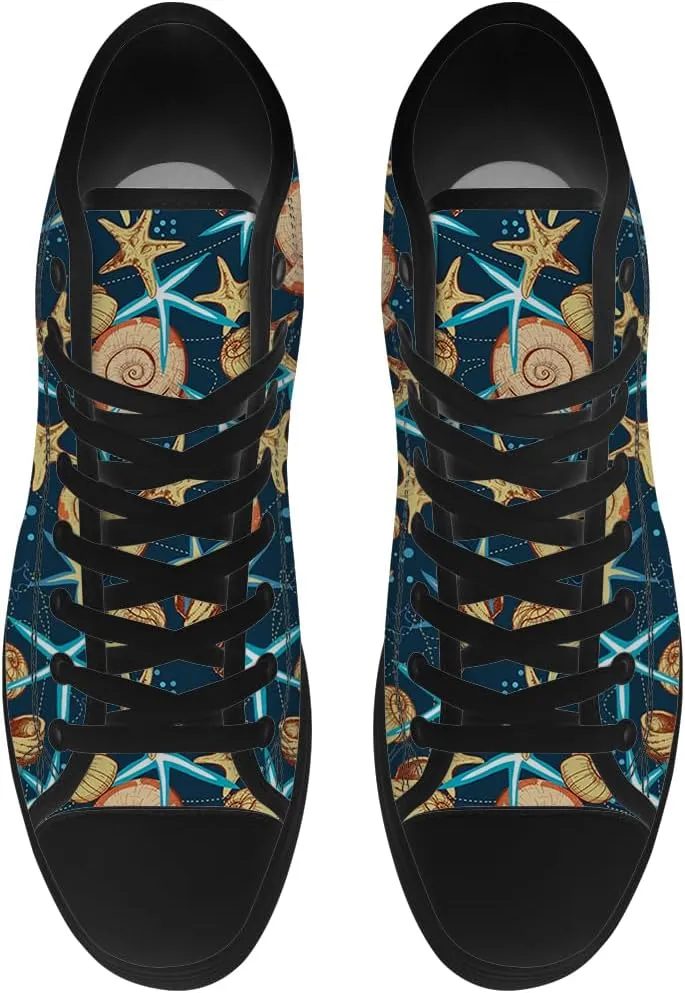 Starfish Shoes for Men Women High Top Canvas Sneakers Lace Up Casual Walking Shoes Gifts for Papa Mama