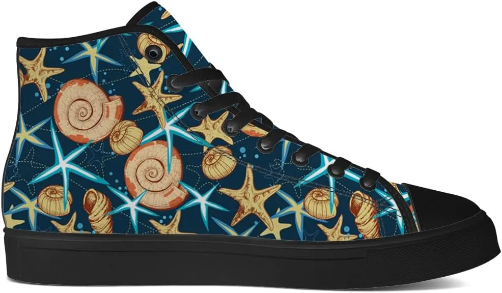 Starfish Shoes for Men Women High Top Canvas Sneakers Lace Up Casual Walking Shoes Gifts for Papa Mama