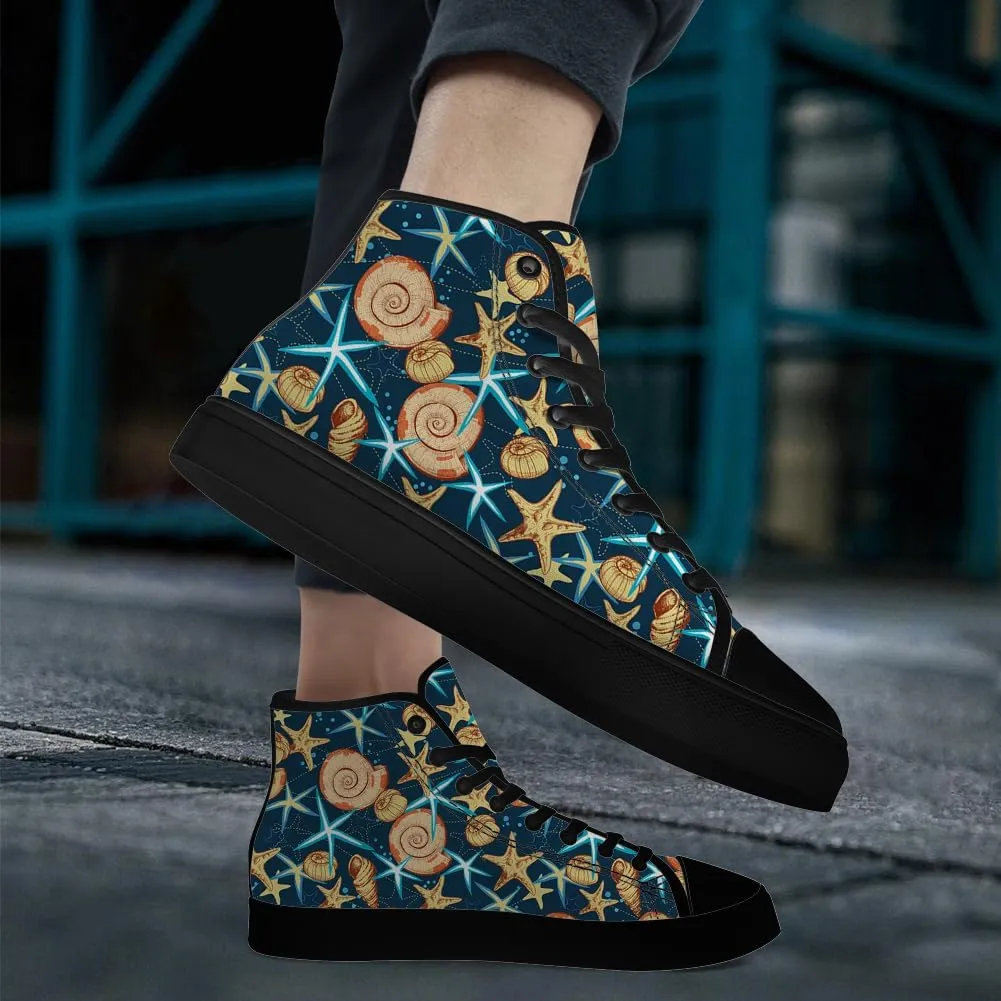 Starfish Shoes for Men Women High Top Canvas Sneakers Lace Up Casual Walking Shoes Gifts for Papa Mama